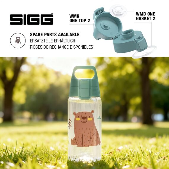 Sigg - Trinkflasche Kinder - Viva One Brown Bear - Für Kohlensäurehaltige Getränke Geeignet - Auslaufsicher - Spülmaschinenfest - BPA-frei - Sport & Schule - Transparent - 0,5L