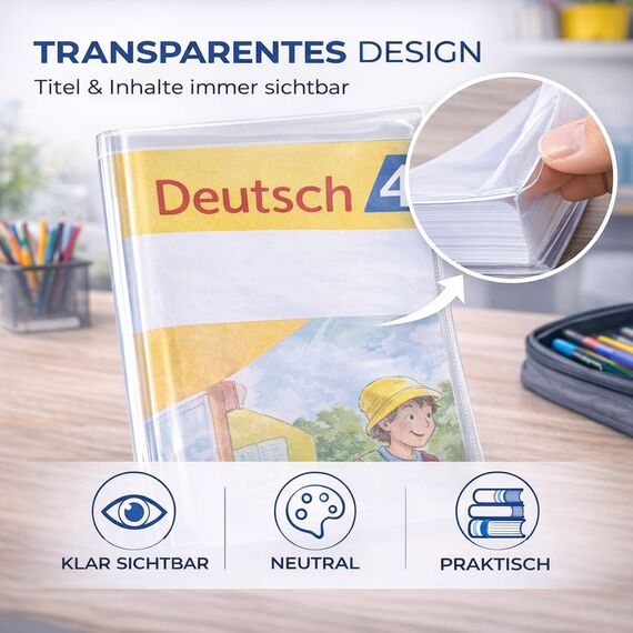 20x Buchumschlag klar & transparent Umschlag & Hefthülle Buchschoner - DIN A4 – ideal für den Schutz von Büchern, Heften, Schulbüchern und Notizbüchern