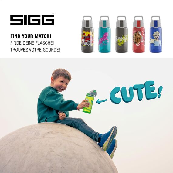 SIGG VIVA ONE Aqua Kinder Trinkflasche (0.5 L), schadstofffreie Kinderflasche mit auslaufsicherem Deckel, einhändig bedienbare Sporttrinkflasche