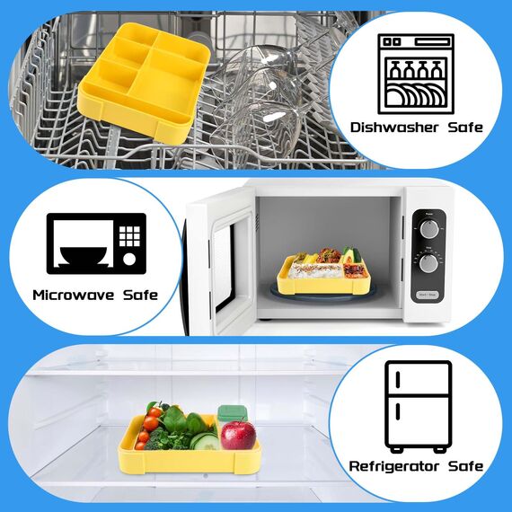 Litimkat Brotdose Kinder mit Fächern,1330 ml auslaufsichere Lunchbox, geeignet für Schule,Picknick,Reise-Lunchbox,geeignet für Erwachsene, Mädchen & Jungen, mikrowellen-/spülmaschinenfest (Blau)