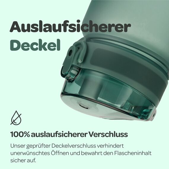 Hydracy Trinkflasche mit Fruchteinsatz - 1L Wasserflasche - BPA-freie Trinkflasche mit Zeitmarkierung Auslaufsichere Sportflasche - Kondensationsfrei für Sport und Outdoor