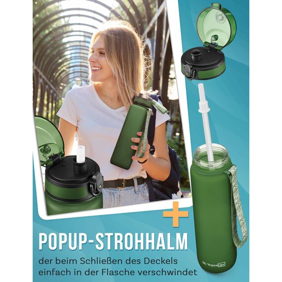 My Vesperbox® Trinkflasche Kinder [750ML] - Wasserflasche Kohlensäure Geeignet & Auslaufsicher - Water Bottle Kids - für Schule & Sport - Kinderflasche für Mädchen & Jungen - inkl. Ersatzdichtung