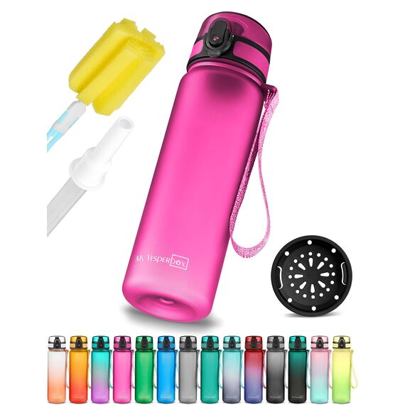 My Vesperbox® Trinkflasche Kinder [500ML] - Wasserflasche Kohlensäure Geeignet & Auslaufsicher - Water Bottle Kids - für Schule & Sport - Kinderflasche für Mädchen & Jungen - inkl. Ersatzdichtung