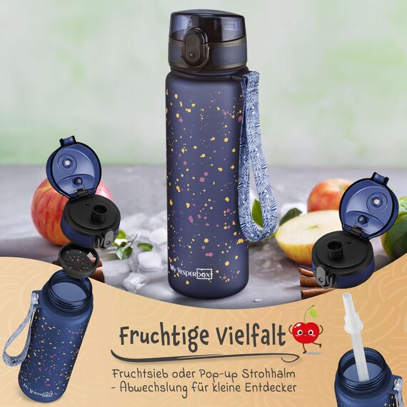 My Vesperbox® Trinkflasche Kinder [500ML] - Wasserflasche Kohlensäure Geeignet & Auslaufsicher - Water Bottle Kids - für Schule & Sport - Kinderflasche für Mädchen & Jungen - inkl. Ersatzdichtung