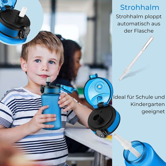 My Vesperbox® Trinkflasche Kinder [350ML] - Wasserflasche Kohlensäure Geeignet & Auslaufsicher - Water Bottle Kids - für Schule & Sport - Kinderflasche für Mädchen & Jungen - inkl. Ersatzdichtung