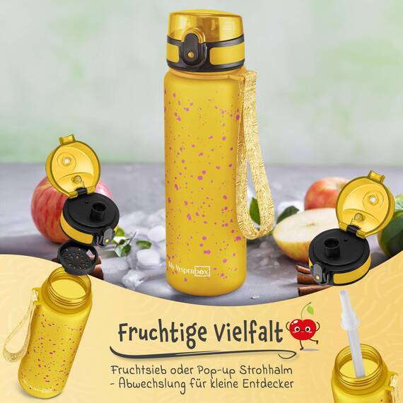 My Vesperbox® Trinkflasche Kinder [500ML] - Wasserflasche Kohlensäure Geeignet & Auslaufsicher - Water Bottle Kids - für Schule & Sport - Kinderflasche für Mädchen & Jungen - inkl. Ersatzdichtung