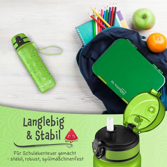 My Vesperbox® Trinkflasche Kinder [500ML] - Wasserflasche Kohlensäure Geeignet & Auslaufsicher - Water Bottle Kids - für Schule & Sport - Kinderflasche für Mädchen & Jungen - inkl. Ersatzdichtung