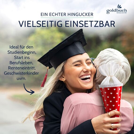 goldbuch 93 012 Geschwistertüte Herzen, Schultüte aus Lackarton mit Herzenmuster, Geschenkverpackung mit weißem Filzverschluss (ohne Verschlussband), Zuckertüte rund, Länge 35 cm, Ø 11,5 cm, Rot