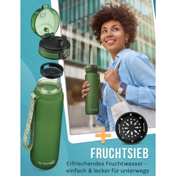 My Vesperbox® Trinkflasche Kinder [750ML] - Wasserflasche Kohlensäure Geeignet & Auslaufsicher - Water Bottle Kids - für Schule & Sport - Kinderflasche für Mädchen & Jungen - inkl. Ersatzdichtung