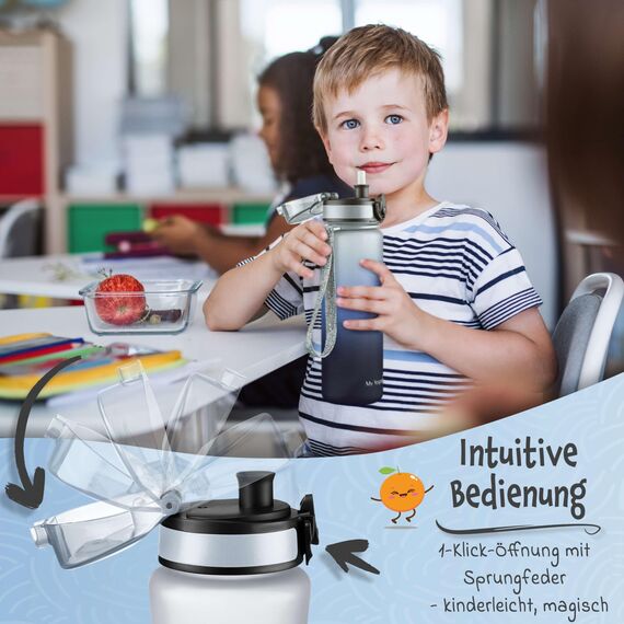 My Vesperbox® Trinkflasche Kinder [500ML] - Wasserflasche Kohlensäure Geeignet & Auslaufsicher - Water Bottle Kids - für Schule & Sport - Kinderflasche für Mädchen & Jungen - inkl. Ersatzdichtung