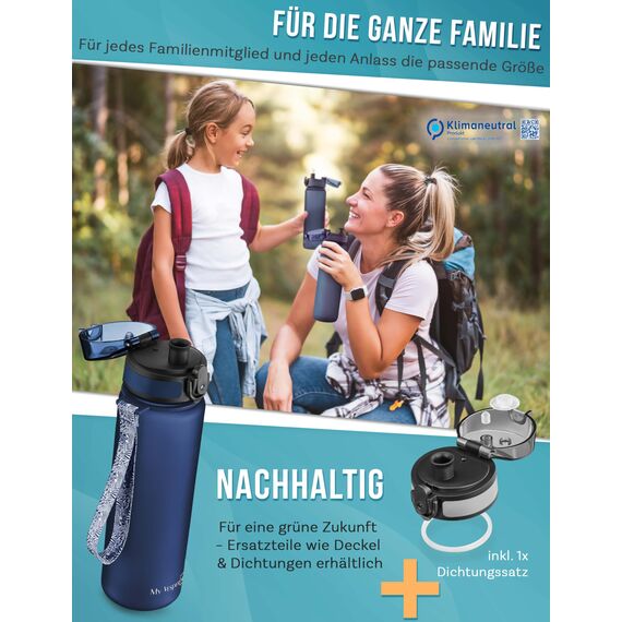 My Vesperbox® Trinkflasche Kinder [500ML] - Wasserflasche Kohlensäure Geeignet & Auslaufsicher - Water Bottle Kids - für Schule & Sport - Kinderflasche für Mädchen & Jungen - inkl. Ersatzdichtung