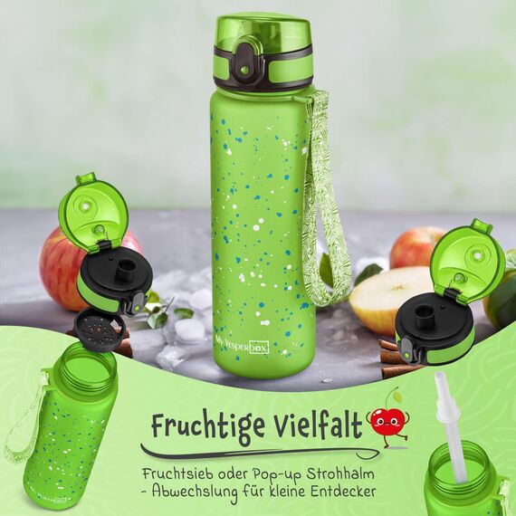 My Vesperbox® Trinkflasche Kinder [500ML] - Wasserflasche Kohlensäure Geeignet & Auslaufsicher - Water Bottle Kids - für Schule & Sport - Kinderflasche für Mädchen & Jungen - inkl. Ersatzdichtung