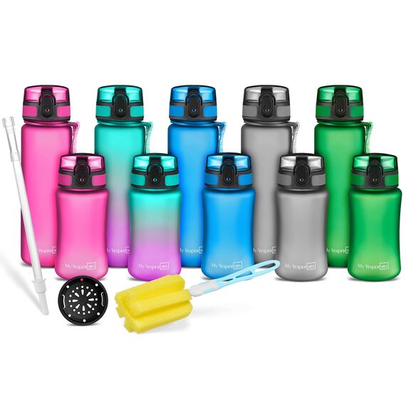 My Vesperbox® Trinkflasche Kinder [350ML] - Wasserflasche Kohlensäure Geeignet & Auslaufsicher - Water Bottle Kids - für Schule & Sport - Kinderflasche für Mädchen & Jungen - inkl. Ersatzdichtung