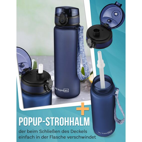 My Vesperbox® Trinkflasche Kinder [500ML] - Wasserflasche Kohlensäure Geeignet & Auslaufsicher - Water Bottle Kids - für Schule & Sport - Kinderflasche für Mädchen & Jungen - inkl. Ersatzdichtung