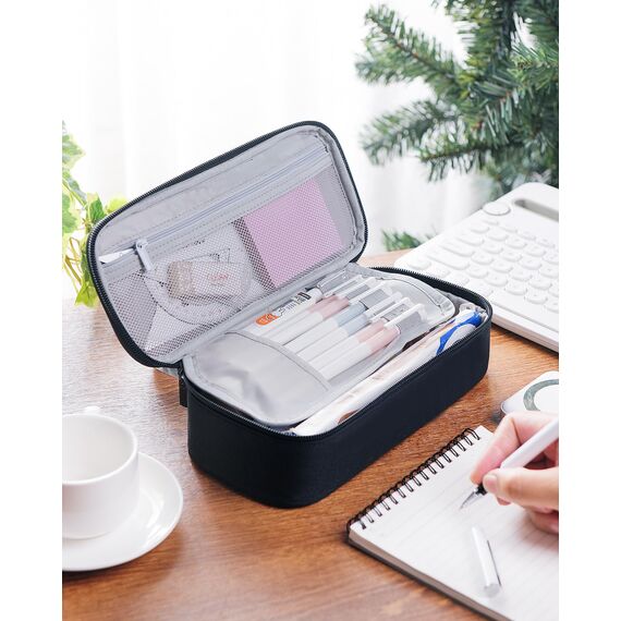 YOKUMA Federmäppchen mäppchen federtasche federmappe etui Schule groß Kapazität für Teenager Erwachsene schlamppermäppchen federpenal schulmäppchen Aesthetic Pencil case (schwarz)