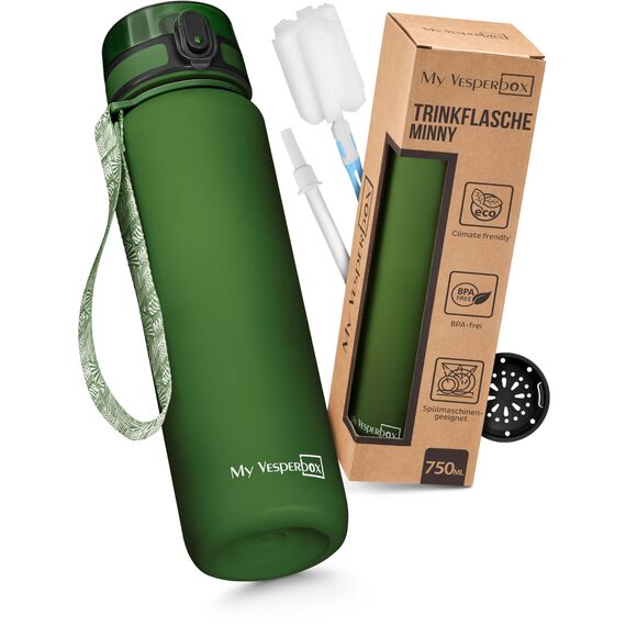 My Vesperbox® Trinkflasche Kinder [750ML] - Wasserflasche Kohlensäure Geeignet & Auslaufsicher - Water Bottle Kids - für Schule & Sport - Kinderflasche für Mädchen & Jungen - inkl. Ersatzdichtung