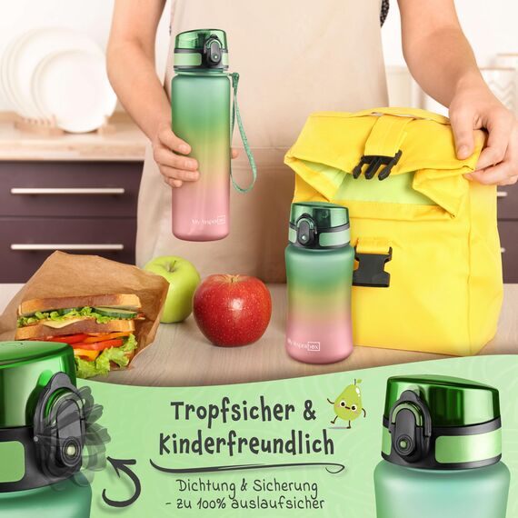 My Vesperbox® Trinkflasche Kinder [350ML] - Wasserflasche Kohlensäure Geeignet & Auslaufsicher - Water Bottle Kids - für Schule & Sport - Kinderflasche für Mädchen & Jungen - inkl. Ersatzdichtung