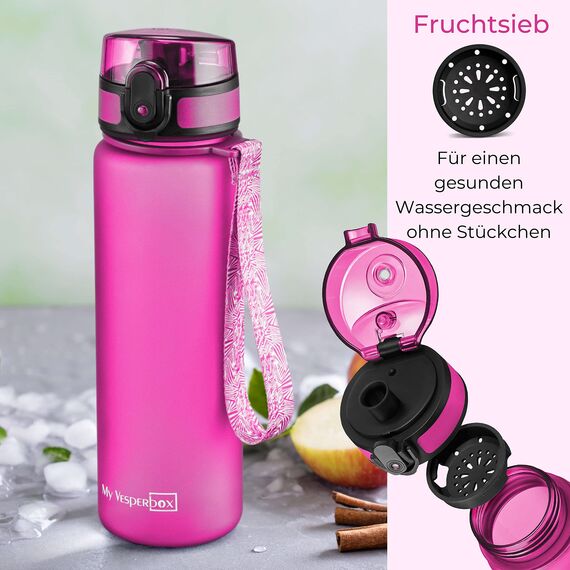 My Vesperbox® Trinkflasche Kinder [500ML] - Wasserflasche Kohlensäure Geeignet & Auslaufsicher - Water Bottle Kids - für Schule & Sport - Kinderflasche für Mädchen & Jungen - inkl. Ersatzdichtung