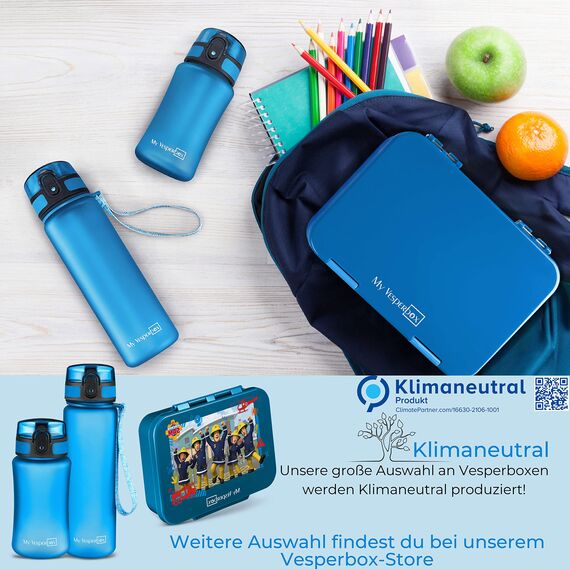 My Vesperbox® Trinkflasche Kinder [350ML] - Wasserflasche Kohlensäure Geeignet & Auslaufsicher - Water Bottle Kids - für Schule & Sport - Kinderflasche für Mädchen & Jungen - inkl. Ersatzdichtung