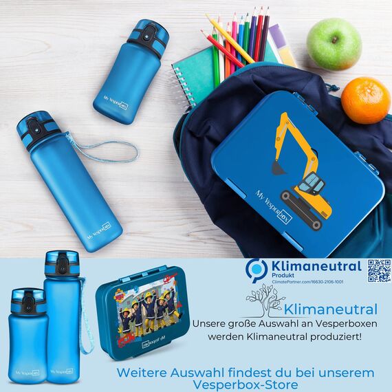 My Vesperbox® Trinkflasche Kinder [500ML] - Wasserflasche Kohlensäure Geeignet & Auslaufsicher - Water Bottle Kids - für Schule & Sport - Kinderflasche für Mädchen & Jungen - inkl. Ersatzdichtung