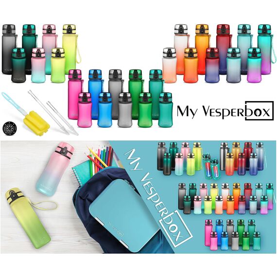 My Vesperbox® Trinkflasche Kinder [750ML] - Wasserflasche Kohlensäure Geeignet & Auslaufsicher - Water Bottle Kids - für Schule & Sport - Kinderflasche für Mädchen & Jungen - inkl. Ersatzdichtung