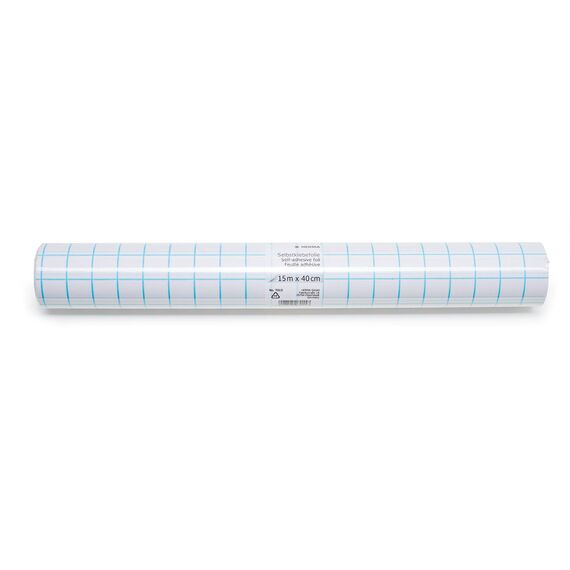 HERMA 7015 Buchschutzfolie selbstklebend transparent, 15 m x 40 cm, reiß- & wasserfest Bucheinschlagfolie, glänzende Buchfolie aus robuster Polypropylen-Folie für dauerhaftes Einbinden