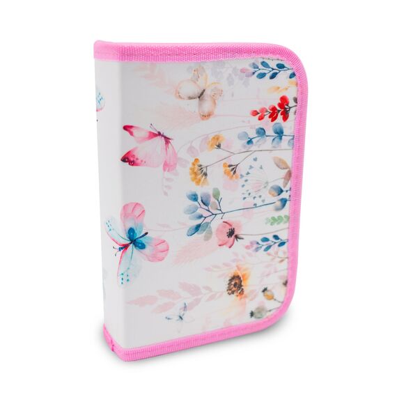 itenga Schüler-Etui Mäppchen Schmetterling 28 teilig 1-Zipper