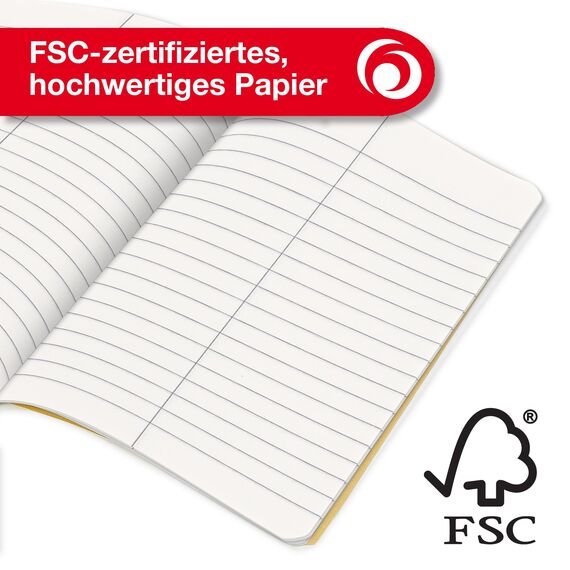 Herlitz Vokabelheft A5, Lineatur 53, liniert mit Mittellinie, Schulheft mit 2 Spalten, 32 Blatt, 5 Stück