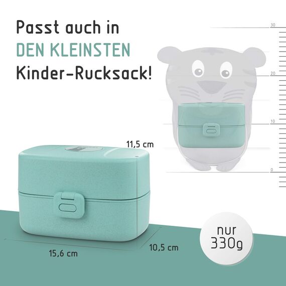 BJORKI® Bento Box für Kinder inkl. BONUS Namensticker - Auslaufsichere Lunchbox mit Fächern - Nachhaltige Brotdose Kinder für Kindergarten & Schule - Die Jausenbox für unterwegs.