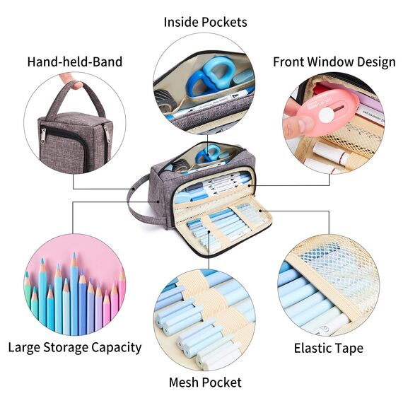 KALIDI Federmäppchen, Etui Große Kapazität 2 Fach Federtaschen Unisex Mäppchen Stiftetasche Bleistift Beutel Schulsachen Pencil Case mit Tragegriff für Schule Büro Mädchen Damen Student