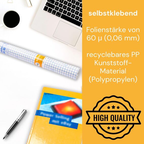 perfect line - Buchschutzfolie selbstklebend - 15 m x 40 cm, glasklar & zuschneidbar, ideal für Bücher, Hefte & Schulmaterial - robust & reißfest, Made in EU, für Schule & Zuhause