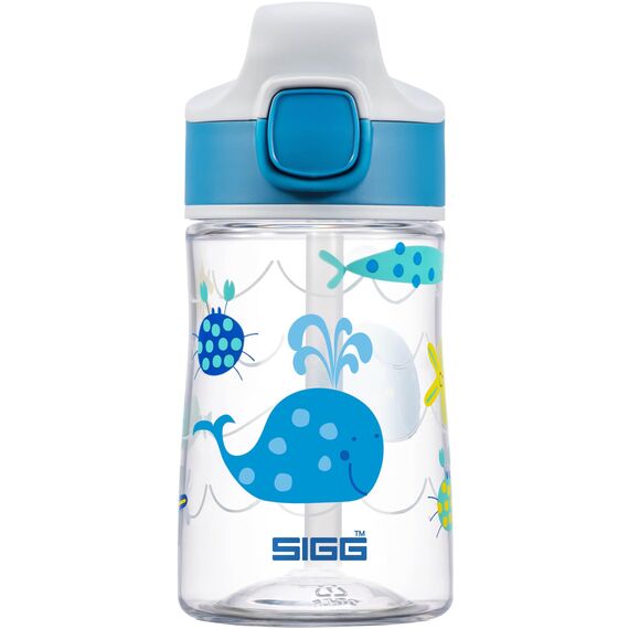 SIGG - Tritan Trinkflasche Kinder - Miracle Ocean - Mit Trinkhalm - Auslaufsicher - Spülmaschinenfest - Microwellengeeignet - Kratzresistent - BPA-frei - Schule & Sport - Blau mit Meerestieren - 0,35L