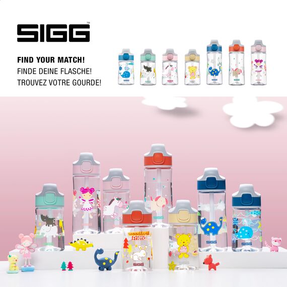 SIGG - Tritan Trinkflasche Kinder - Miracle Woodland - Mit Trinkhalm - Auslaufsicher - Spülmaschinenfest - Microwellengeeignet - Kratzresistent - BPA-frei - Schule & Sport - Orange mit Tieren - 0,35L