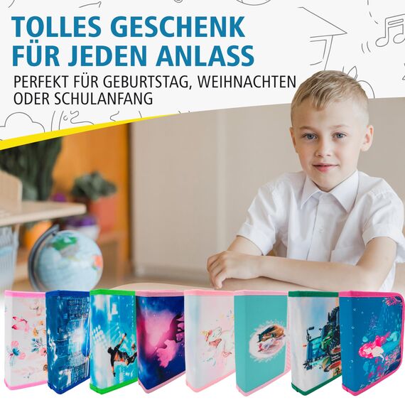 itenga Schüler-Etui Mäppchen Schmetterling 28 teilig 1-Zipper