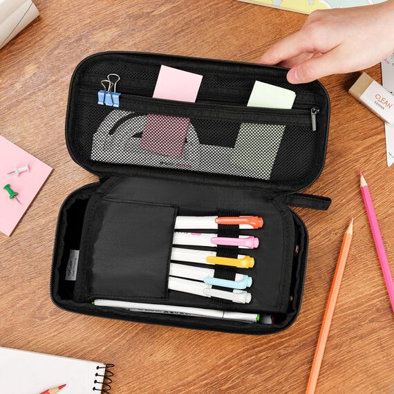 YOKUMA federmäppchen mäppchen federtasche federmappe etui Schule schlamppermäppchen groß Pencil case Aesthetic etui federmappe für Jungen mädchen Teenager Jungen (schwarz, Eine Größe)