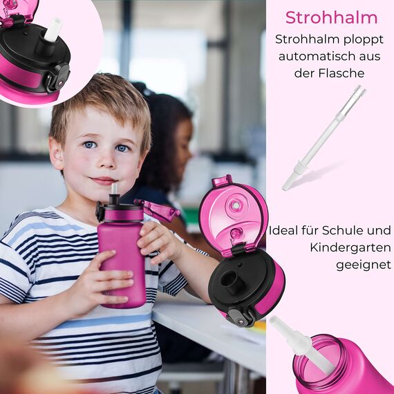 My Vesperbox® Trinkflasche Kinder [350ML] - Wasserflasche Kohlensäure Geeignet & Auslaufsicher - Water Bottle Kids - für Schule & Sport - Kinderflasche für Mädchen & Jungen - inkl. Ersatzdichtung