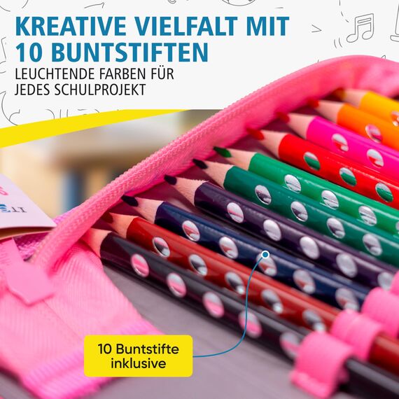 itenga Schüler-Etui Mäppchen Schmetterling 28 teilig 1-Zipper