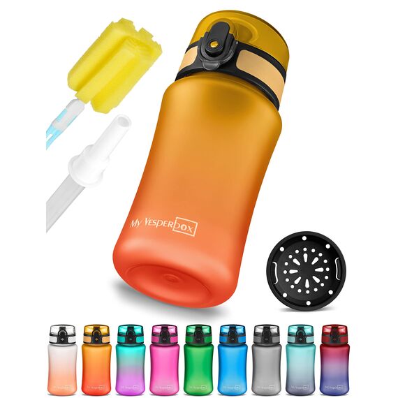 My Vesperbox® Trinkflasche Kinder [350ML] - Wasserflasche Kohlensäure Geeignet & Auslaufsicher - Water Bottle Kids - für Schule & Sport - Kinderflasche für Mädchen & Jungen - inkl. Ersatzdichtung