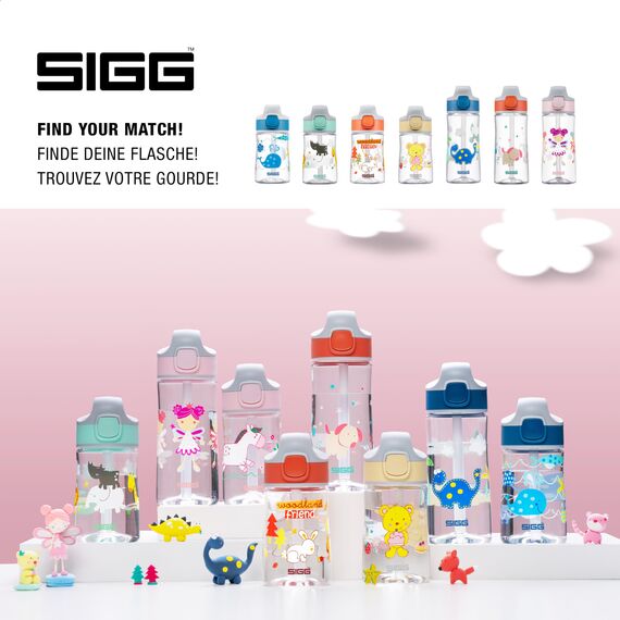 SIGG Miracle Pony Friend Kinder Trinkflasche (0.35 L), Kinderflasche mit auslaufsicherem Deckel, einhändig bedienbare Wasserflasche aus Tritan
