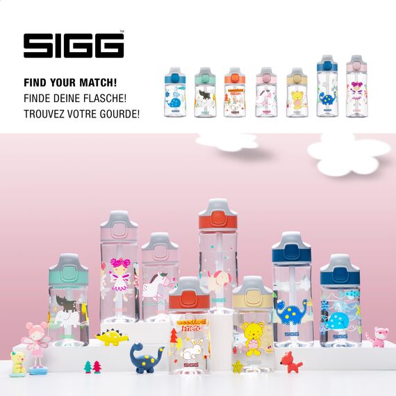 SIGG - Tritan Trinkflasche Kinder - Miracle Puppy - Mit Trinkhalm - Auslaufsicher - Spülmaschinenfest - Microwellengeeignet - Kratzresistent - BPA-frei - Schule & Sport - Orange mit Hund - 0,45L