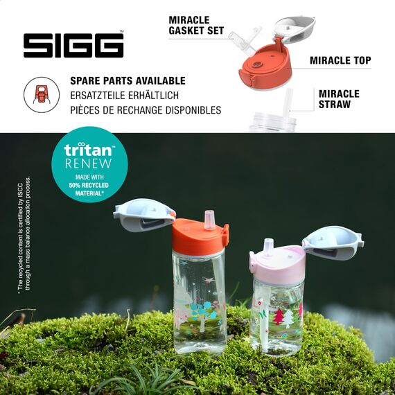 SIGG - Tritan Trinkflasche Kinder - Miracle Puppy - Mit Trinkhalm - Auslaufsicher - Spülmaschinenfest - Microwellengeeignet - Kratzresistent - BPA-frei - Schule & Sport - Orange mit Hund - 0,45L