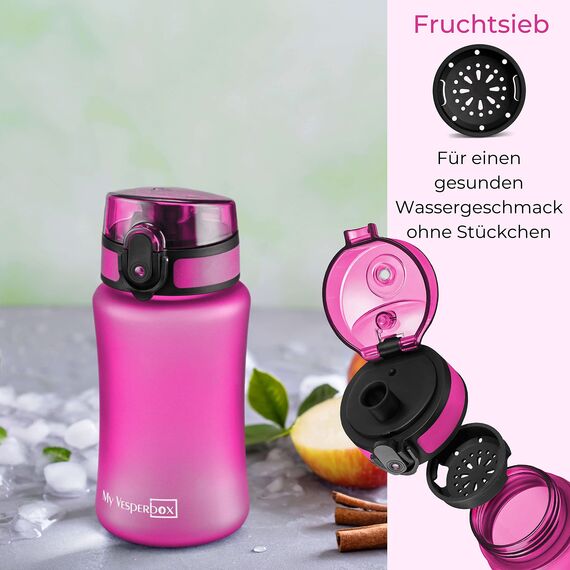 My Vesperbox® Trinkflasche Kinder [350ML] - Wasserflasche Kohlensäure Geeignet & Auslaufsicher - Water Bottle Kids - für Schule & Sport - Kinderflasche für Mädchen & Jungen - inkl. Ersatzdichtung