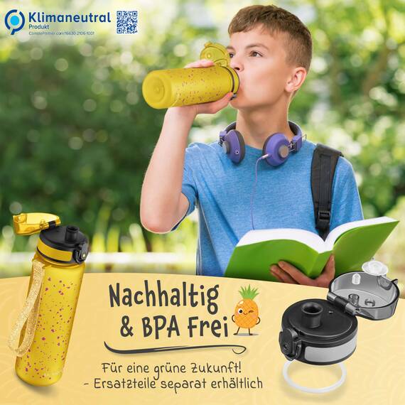 My Vesperbox® Trinkflasche Kinder [500ML] - Wasserflasche Kohlensäure Geeignet & Auslaufsicher - Water Bottle Kids - für Schule & Sport - Kinderflasche für Mädchen & Jungen - inkl. Ersatzdichtung