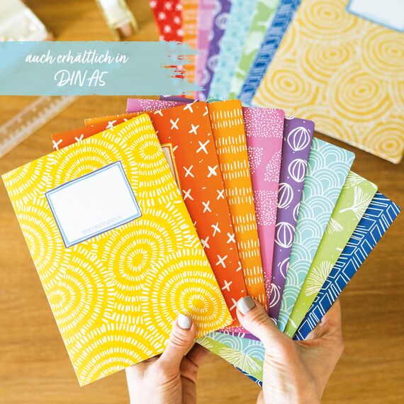 Papierdrachen 8 hochwertige Heftumschläge aus Papier für Kinder | DIN A4 | Motiv Regenbogen - Heftschoner - Heftumschlag 250g/m² - Set Nummer 1