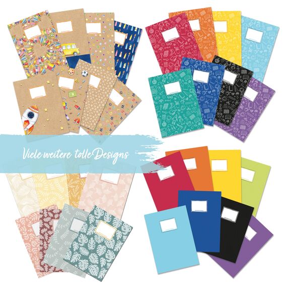Papierdrachen 8 hochwertige Heftumschläge aus Papier für Kinder | DIN A4 | Motiv Regenbogen - Heftschoner - Heftumschlag 250g/m² - Set Nummer 1