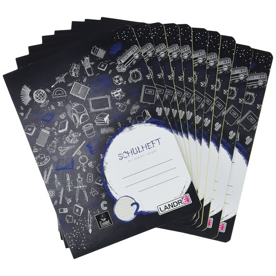 Landré Schulheft A5, 16 Blatt, Lineatur 2, liniert, 10 Stück