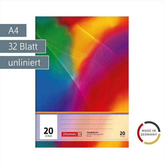 Brunnen 104432002 Schulheft DIN A4, 32 Blatt, Doppelheft