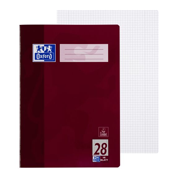 Oxford Schulheft A4, 16 Blatt, Lineatur 28, kariert, 2 Stück
