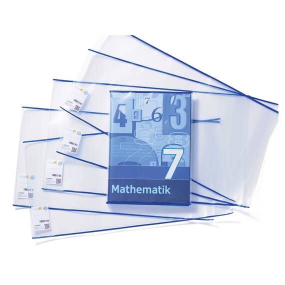 HERMA 7195 Buchumschläge 19,5 x 38 cm HERMÄX Classic, 10 Stück, Buchhüllen mit Beschriftungsetikett & Kantenschutz aus abwischbarer Polypropylen-Folie, Buchschoner Set für Schulbücher, transparent