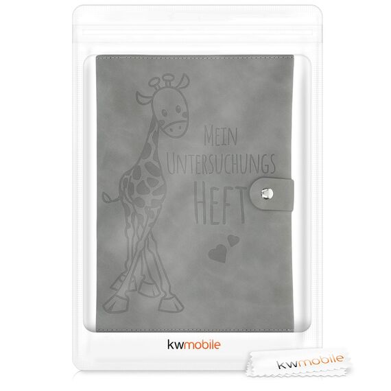 kwmobile Kunstleder Hülle für deutsches Untersuchungsheft - U-Heft Hülle und Impfpass Hülle - extra Fächer - Cover U-Heft Giraffe Grau